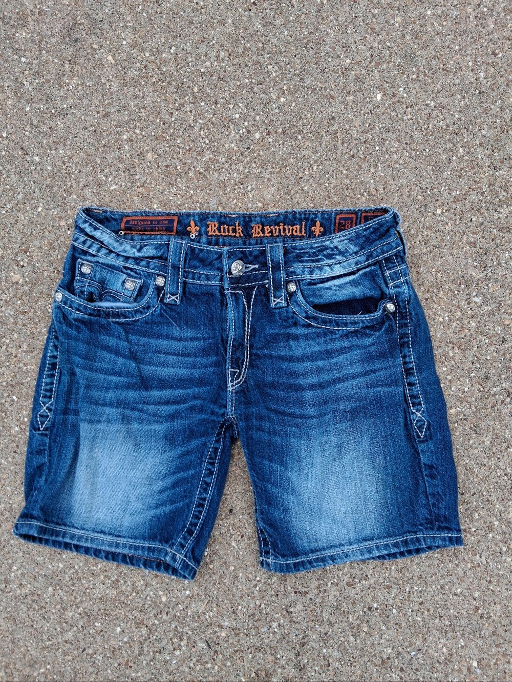Rock Revival Women's Emily Denim Shorts Size 28 Mid Rise